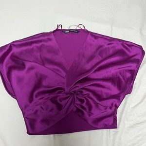 purple crop zara shirt